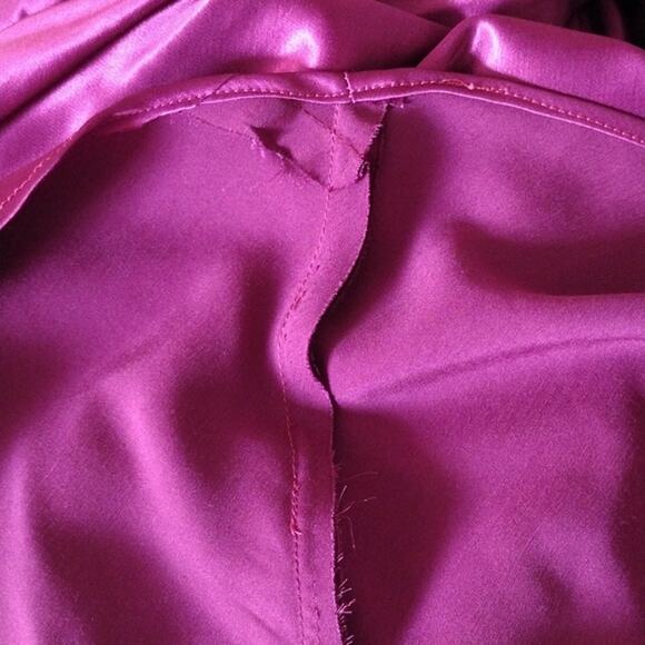 Vintage 90s Zum Zum Prom Satin Slip Dress Maxi Back Ruffle Magenta Size 5/6 - Picture 12 of 12